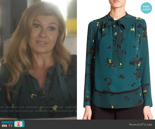 Proenza Schouler Floral Silk Tie-neck Blouse worn by Rayna Jaymes (Connie Britton) on Nashville