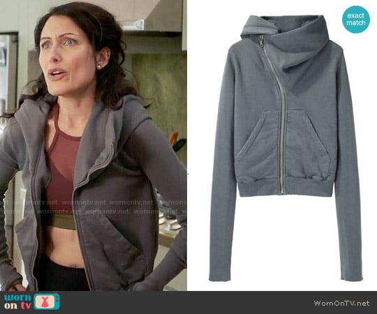 Rick Owens Asymmetric Hoodie worn by Abby McCarthy (Lisa Edelstein) on Girlfriends Guide to Divorce