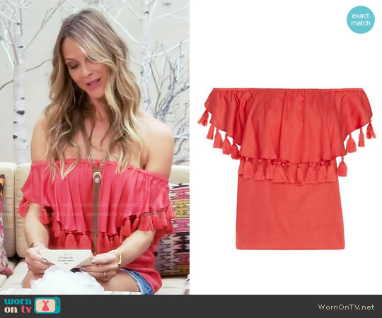 St. Roche Off The Shoulder Tassel Top worn by Phoebe Wells (Beau Garrett) on Girlfriends Guide to Divorce