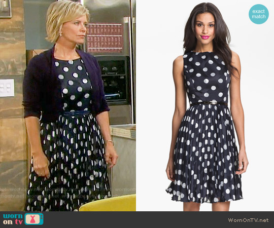 Adrianna Papell Burnout Polka Dot Fit & Flare Dress worn by Kayla Brady (Mary Beth Evans) on Days of our Lives
