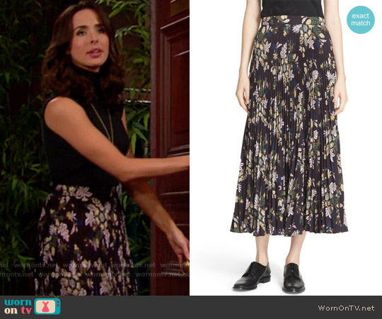 A.L.C. Williams Pleated Floral Print Skirt worn by Ivy Forrester (Ashleigh Brewer) on The Bold and the Beautiful
