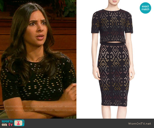 Alice + Olivia Ines Top worn by Gabi Hernandez (Camila Banus) on Days of our Lives