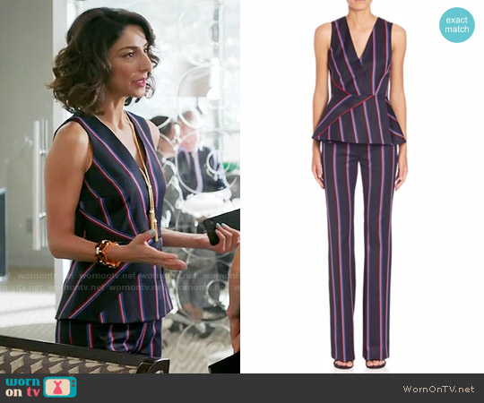 Altuzarra Miles Striped Peplum Top worn by Delia (Necar Zadegan) on Girlfriends Guide to Divorce