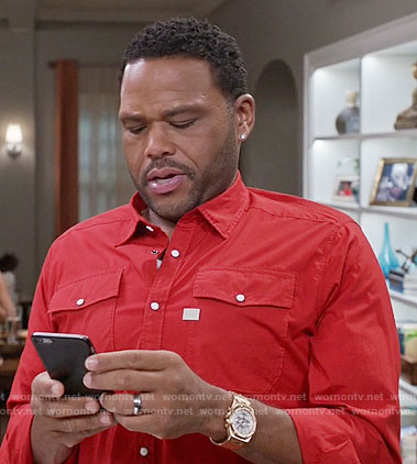 Andre’s red button down shirt on Black-ish