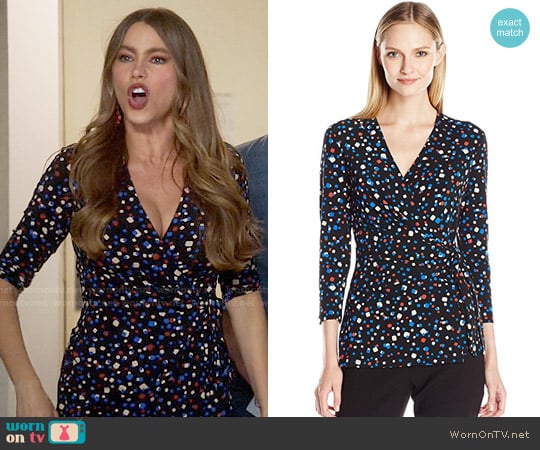 Anne Klein Confetti Print Wrap Top worn by  Gloria Pritchett (Sofia Vergara) on Modern Family