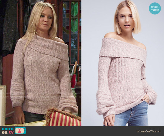 Neves Off-The-Shoulder Pullover from Anthropologie worn by Sharon Newman (Sharon Case) on The Young and the Restless