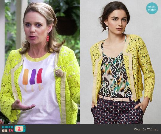 Anthropologie Lacebloom Jacket worn by Kimmy Gibbler (Andrea Barber) on Fuller House