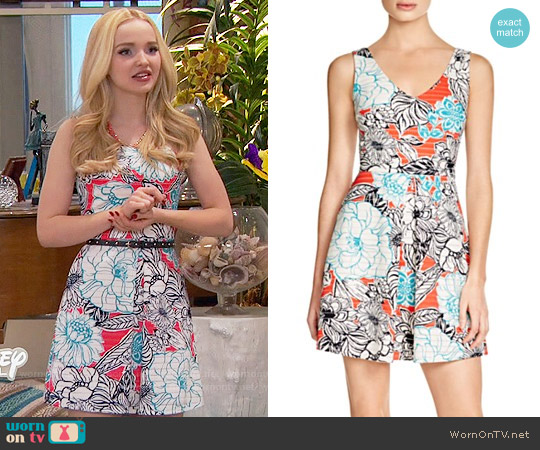 Aqua Floral Piqué Inverted Pleat Dress worn by Liv Rooney (Dove Cameron) on Liv and Maddie