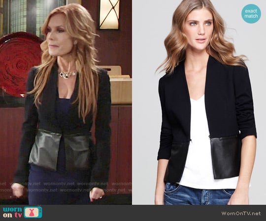 Bailey 44 Faux Leather Peplum Jacket worn by Lauren Fenmore (Tracey Bregman) on The Young and the Restless
