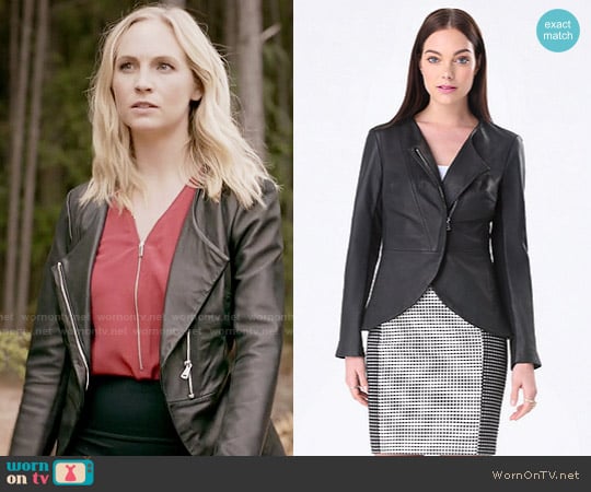 Bebe Regina Leather Jacket worn by Caroline Forbes (Candice Accola) on The Vampire Diaries