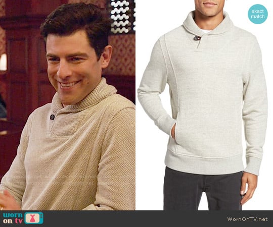 Billy Reid Trevor Shawl Collar Pullover worn by Schmidt (Max Greenfield) on New Girl