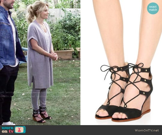 Blank Canvas Lace Up Wedge Sandals worn by DJ Tanner-Fuller (Candace Cameron Bure) on Fuller House
