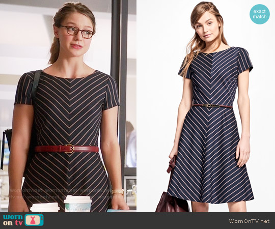 Brooks Brothers Short Sleeve Striped Dress worn by Kara Danvers (Melissa Benoist) on Supergirl