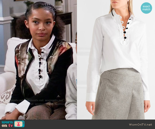 Carven Cotton-twill Shirt worn by Zoey Johnson (Yara Shahidi) on Black-ish