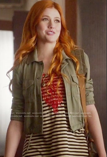 Clary’s Striped Top and Green Jacket on Shadowhunters