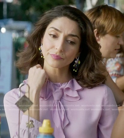 Delia’s lilac ruffled neck blouse on Girlfriends Guide to Divorce