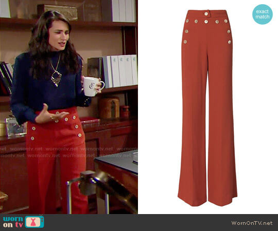 Derek Lam High-Waisted Button Detail Flare Pants worn by Quinn Fuller (Rena Sofer) on The Bold and the Beautiful