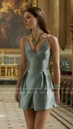 Princess Eleanor’s blue v-neck dress on The Royals