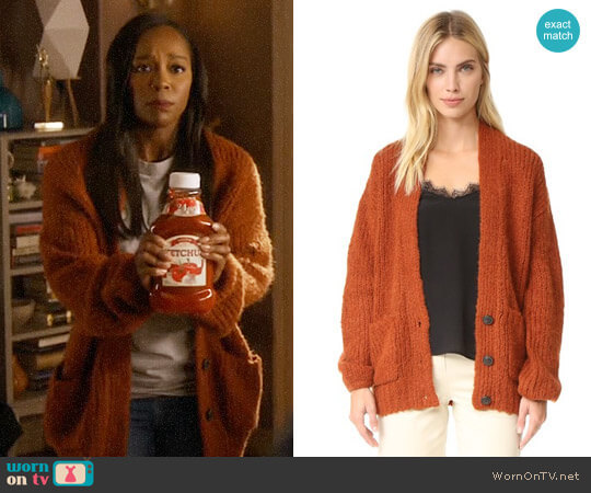 Elizabeth and James Lars Cardigan in Dark Rust worn by Michaela Pratt (Aja Naomi King) on How to Get Away with Murder