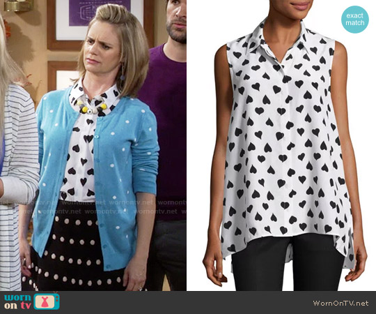 Equipment Milla Heart Print Shirt worn by Kimmy Gibbler (Andrea Barber) on Fuller House