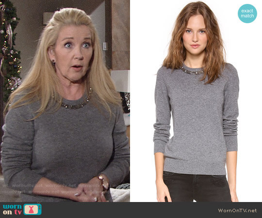 Equipment Shane Embellished Neck Sweater worn by Nikki Reed Newman (Melody Thomas-Scott) on The Young and the Restless