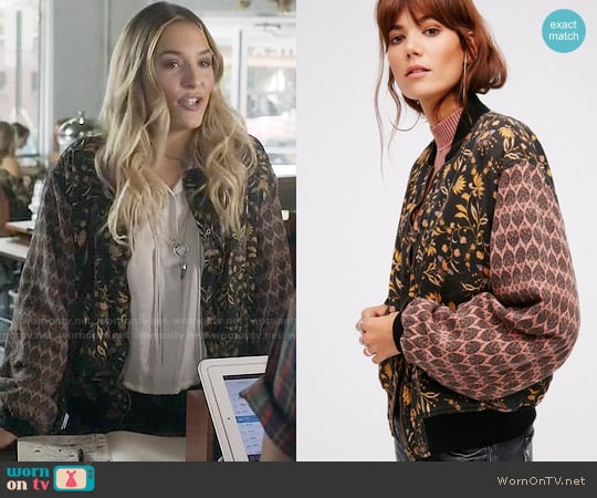 Free People Daytripper Printed Bomber worn by Maddie Jaymes (Lennon Stella) on Nashville