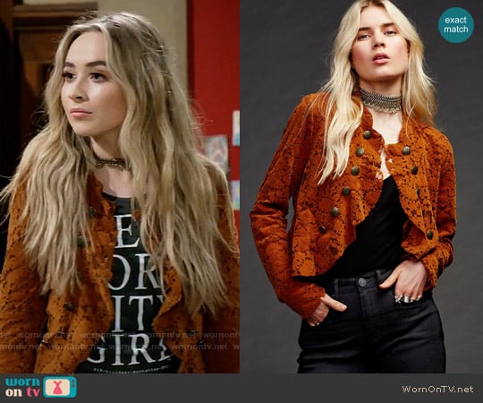 Free People Soft Circular Jacket in Bronze worn by Maya Hart (Sabrina Carpenter) on Girl Meets World