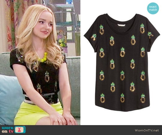 H&M Sequined Top in Black / Pineapple worn by Liv Rooney (Dove Cameron) on Liv and Maddie