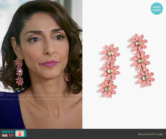 J.Crew Floral Drop Earrings worn by Delia (Necar Zadegan) on Girlfriends Guide to Divorce