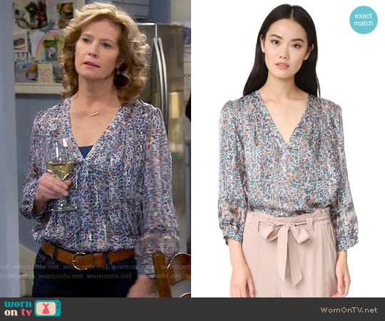 Joie Frazier Top in Dusty Mink worn by Vanessa Baxter (Nancy Travis) on Last Man Standing