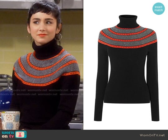 Karen Millen Circle Yoke Sweater worn by Mandy Baxter (Molly Ephraim) on Last Man Standing