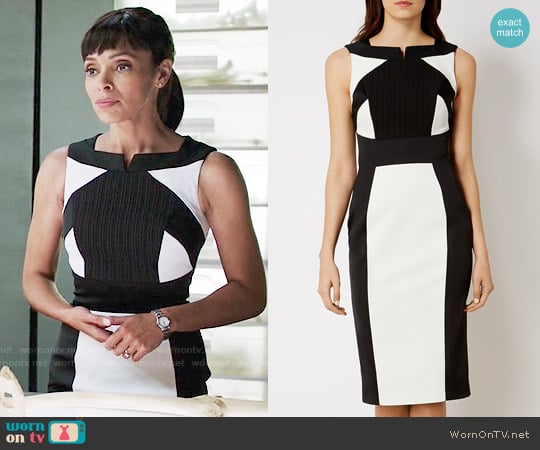 Karen Millen Monochrome Pencil Dress worn by Camille Saroyan (Tamara Taylor) on Bones