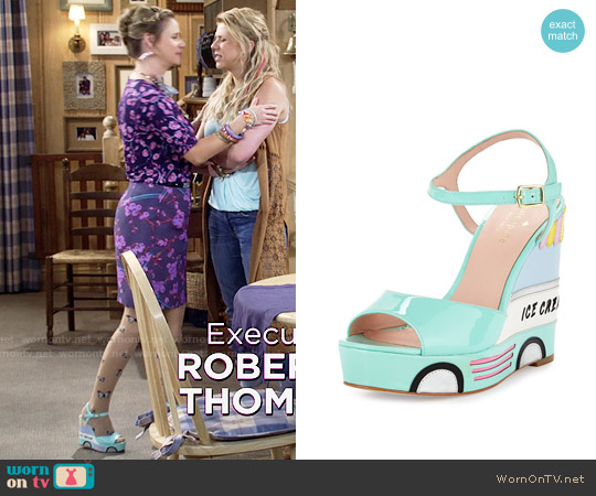 Kate Spade Dotty Ice Cream Wedge Sandal worn by Kimmy Gibbler (Andrea Barber) on Fuller House