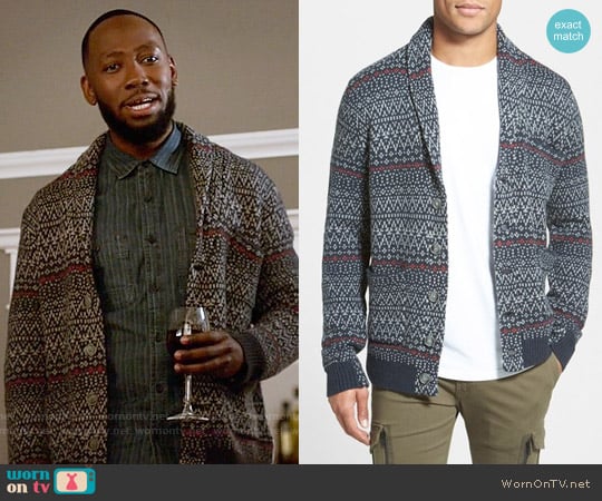 Life After Denim Anchorage Fair Isle Shawl Collar Cardigan worn by Winston Bishop (Lamorne Morris) on New Girl