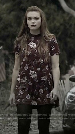 Lydia’s red floral short sleeved dress on Teen Wolf