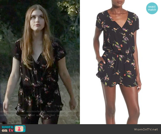 Mimi Chica Floral Print Ruffle Romper worn by Lydia Martin (Holland Roden) on Teen Wolf
