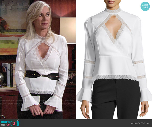 Nicholas Lace Inset Keyhole Front Top worn by Ashley Abbott (Eileen Davidson) on The Young and the Restless