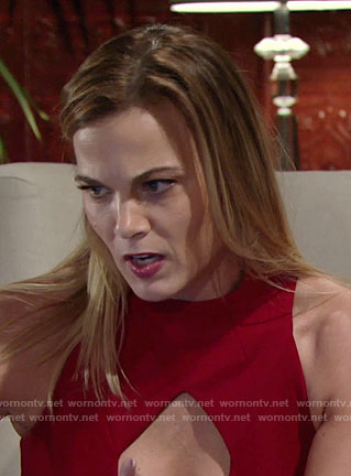 Phyllis’s red keyhole cutout dress on The Young and the Restless