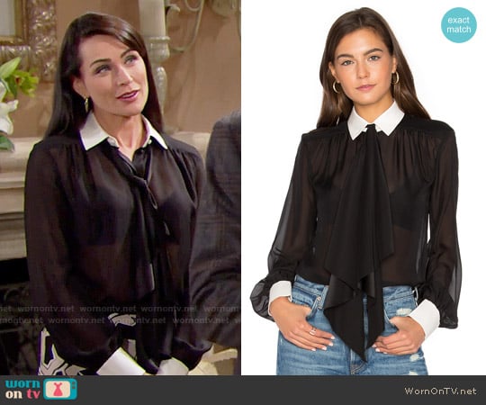 Rachel Zoe Bex Silk Blouse worn by Quinn Fuller (Rena Sofer) on The Bold and the Beautiful
