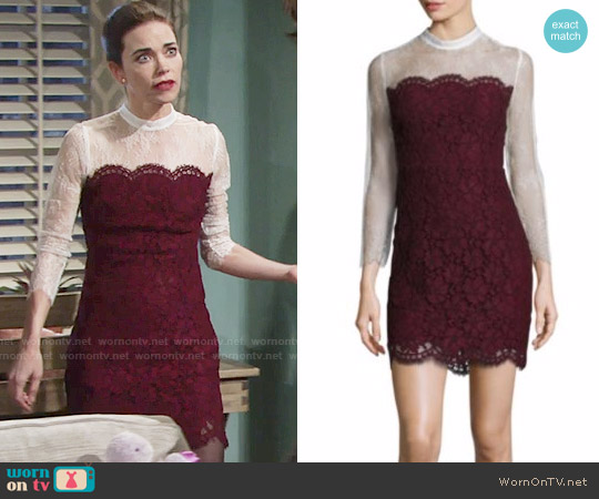 Sandro Rupert Lace Dress worn by Victoria Newman (Amelia Heinle) on The Young and the Restless