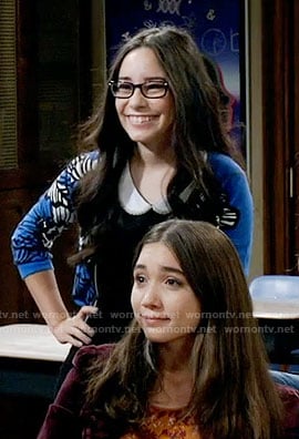 Smackle’s blue printed cardigan on Girl Meets World