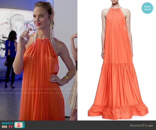 Stella McCartney Plisse Full-Skirt Halter Gown worn by Phoebe Wells (Beau Garrett) on Girlfriends Guide to Divorce