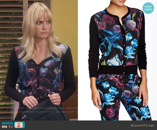 Ted Baker Deia Floral Print Mixed Media Cardigan worn by Christy Plunkett (Anna Faris) on Mom