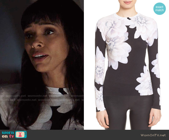 Ted Baker Traze Floral Print Cotton Sweater worn by Camille Saroyan (Tamara Taylor) on Bones
