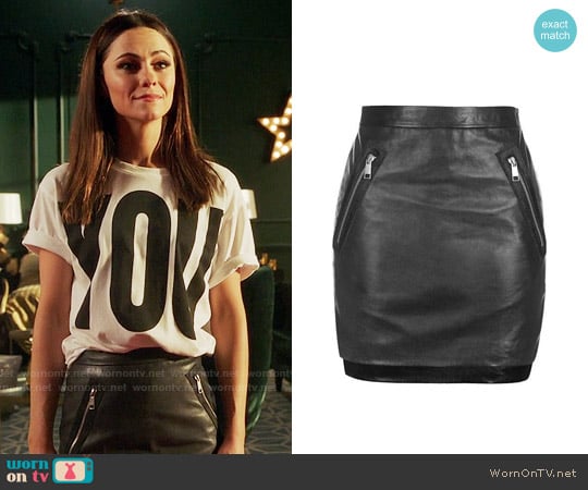 Topshop Zip Patch Leather Mini Skirt worn by Princess Eleanor (Alexandra Park) on The Royals