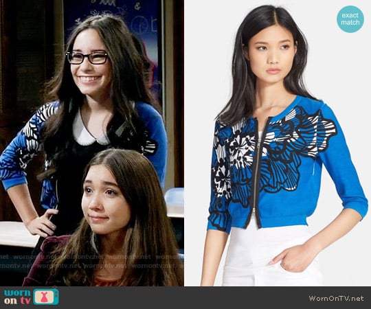 Tracy Reese Print Front Zip Cardigan worn by Isadora Smackle (Cecilia Balagot) on Girl Meets World