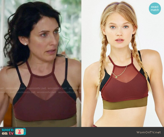 Without Walls Mesh Halter Sports Bra worn by Abby McCarthy (Lisa Edelstein) on Girlfriends Guide to Divorce