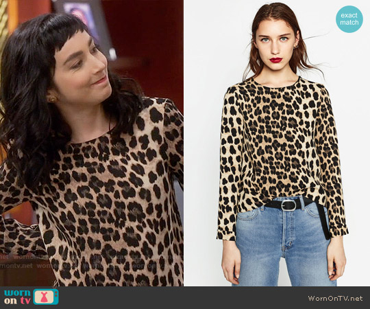 Zara Animal Print Top worn by Mandy Baxter (Molly Ephraim) on Last Man Standing