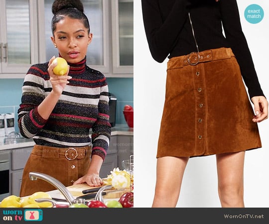 Zara Leather Mini Skirt worn by Zoey Johnson (Yara Shahidi) on Black-ish