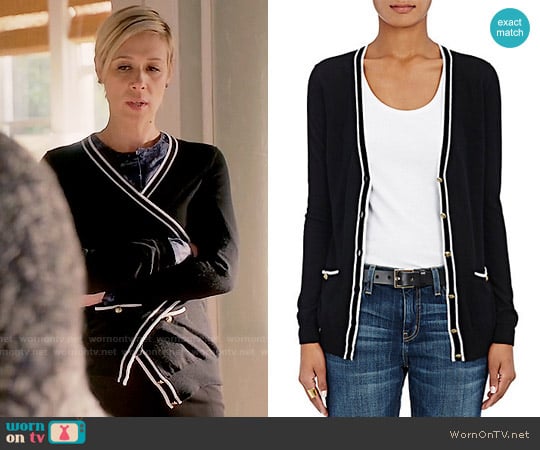 Barneys New York Tipped Cashmere Cardigan worn by Bonnie Winterbottom (Liza Weil) on How to Get Away with Murder